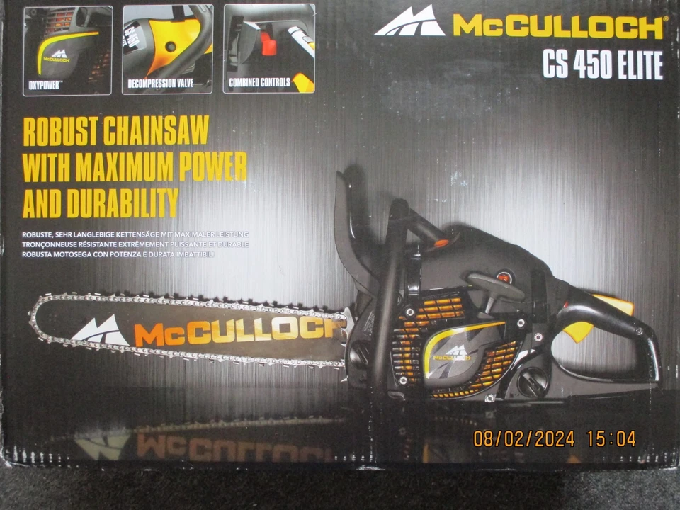 MCCULLOCH BENZIN-KETTENSÄGE CS 450 ELITE MOTORSÄGE 2000 W LEISTUNG 45 CM SCHWERT - Bild 1 von 1