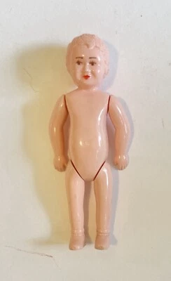 VTG  MCM Pink Celluloid Hard Plastic Doll, Dollhouse Doll, Jointed Arms  5”  - Image 1 of 4