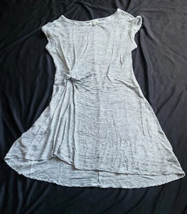 Max Studio Black/Ivory Striped Side Knot Midi Dress Short Sleeve Super Stretch M - Picture 1 of 4