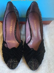 Gorgeous Jean-michel Cazabat Clara Tweed Open Toe Velvet Multi Color Heels Sz 5 - Picture 1 of 10