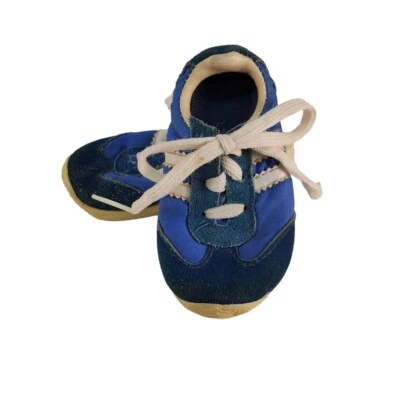 Blue Infant Baby Sneakers Lace Up Made in USA Tiny Cute Size 2 Vintage 3-6 Mos — 第 1/4 张图片