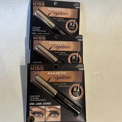 3 PAC KISS Magnetic Eyeliner Quick And Easy, Black, 0.17 oz 80608 KMEY01 Biotin - Image 1 of 4