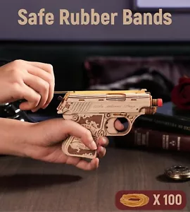 ROKR DIY 3D Puzzle Wooden Mini Gun Model Assembly Toys for Kids Boy Gifts - Picture 1 of 8