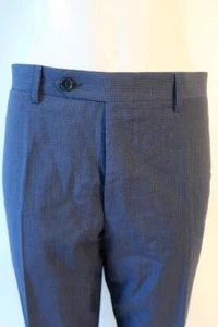 Mens Canali Blue Black Wool Check Flat Front Dress Pants 54 US/44 - Picture 1 of 9