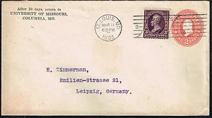 1380 US TO GERMANY PS STATIONERY ENVELOPE 1903 St. LOUIS, MO - LEIPZIG - Picture 1 of 2