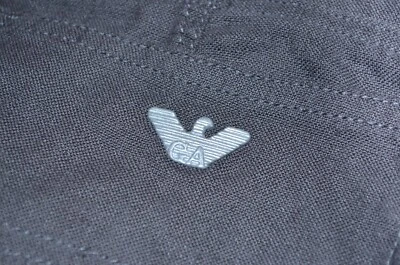 Pantalones ARMANI Hombre Mezcla Lino Gris Oscuro con Bolsillos Talla W30 L34 Foto 1 de 4