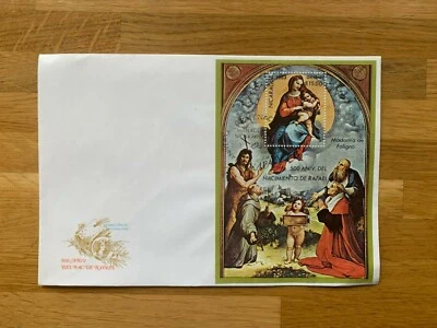 NICARAGUA 1983 FDC MADONNA PAINTINGS ART FOLIGNIO MINISHEET - Image 1 of 2