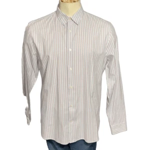 Vince Blue White Vertical Stripe Long Sleeve Button Front Shirt Classic Fit Sz L - Picture 1 of 6