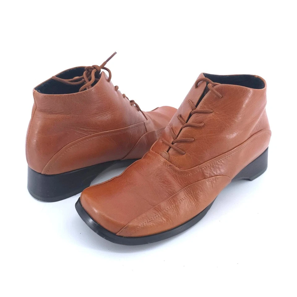 Botín Bakers Mujer Setter Puntera Cuadrada Clásico Con Cordones Cuero Camel Tacón Bloque 8 Foto 1 de 4