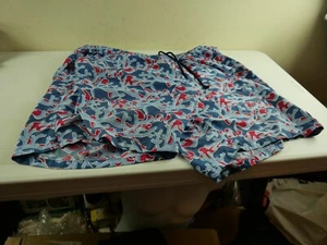 VINEYARD VINES Men's XXL Blue Red Coral Print Mesh Lined Bathing Swim Suit VGC - Picture 1 of 5