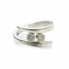 2 Stone 1.90 CT Round Cut 935 Silver Moissanite Wedding Beautiful Bezel Ring Set