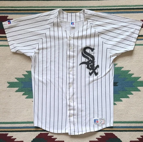 Vintage Russell Athletic Chicago White Sox Pinstripe MLB Baseball Jersey Sz M Cover