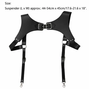 Men Women Leather Suspenders Braces Medieval Renaissance Adjustable Buckle Hooks - Picture 1 of 25