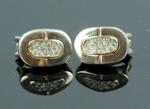 Autentici ORECCHINI Vintage CHRISTIAN DIOR Placcati in Oro Clip On con Cristalli Pavimentazione