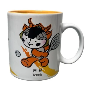 2008 BEIJING OLYMPIC Friendlies Yellow Table Tennis Ceramic Coffee Mug Licensed - Picture 1 of 6