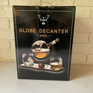 Evofly Globe Whiskey Bourbon Dekanter 850ml offene Box Gläser Stopfen - Bild 1 von 7