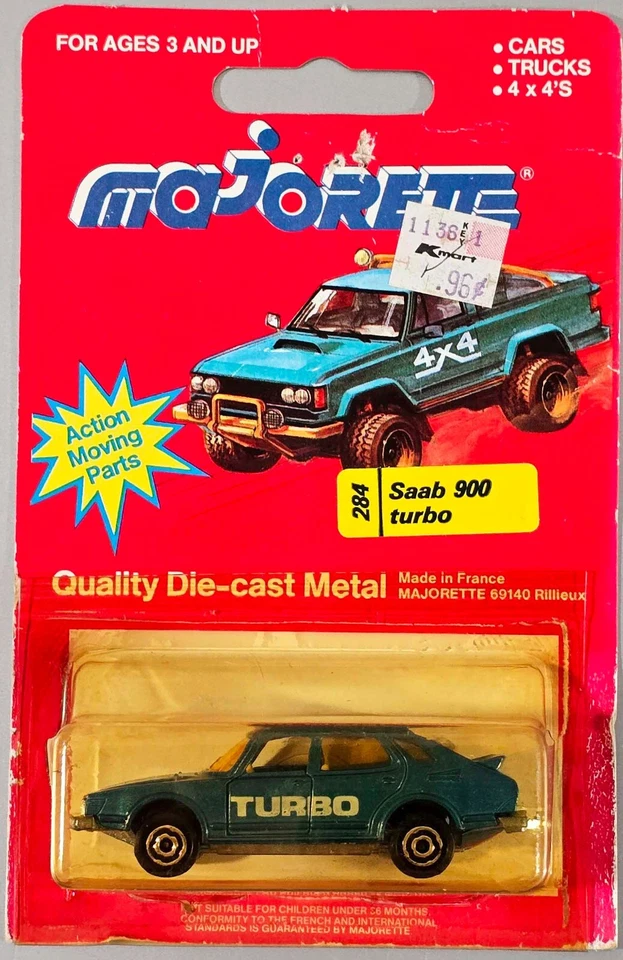 De colección Majorette Saab 900 Turbo / #284 / Azul / Paquete abierto / Hecho en Francia Foto 1 de 4