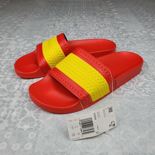 Adidas Adilette Slides Uomo Multitaglia Spagna G55382 Made in Italy Rosso Giallo