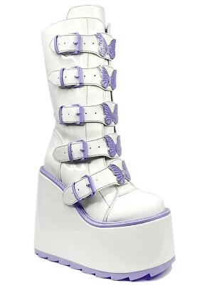 NUEVO YRU -Botas de Plataforma Dune Butterfly en Blanco Lavanda-OFERTA RAVE Foto 1 de 4