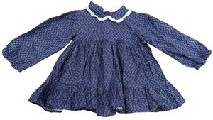 Vestido Vintage Mini World Inc Niñas Azul 12-18 Meses Corazones Casa Núcleo Pradera - Imagen 1 de 4