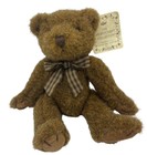 Russ Berrie & Co Cameron the Brown Bear Plush Gingham Bow 10" Corduroy Accents