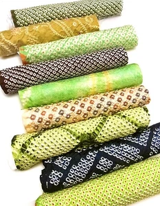 s023_Bundle, Japanese Kimono Silk Fabric Set, 9 pieces - Picture 1 of 8