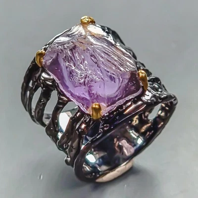 Antique ring Natural Amethyst Ring 925 Sterling Silver Size 8 /R447339 - Image 1 of 4