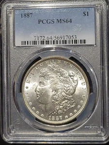 1887 Morgan Dollar PCGS MS64 Blazing White Luster!!! - Picture 1 of 2