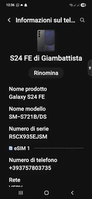 Smartphone Samsung S24 Fe 5g - Immagine 1 di 3