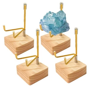 4 Pcs Rock Display Stand with Wooden Base Adjustable Metal Arm Display Stand ... - Picture 1 of 7