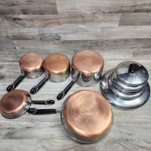 Vintage 10 Piece Revere Ware 1801 Copper Bottom Set - Picture 1 of 8
