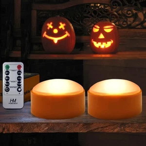 HOME MOST 2er Pack Halloween Kürbis Lichter mit Fernbedienung/Timer - Orange Kürbis... - Bild 1 von 6