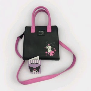 Loungefly Crossbody Sanrio Kuromi Small Satchel Purse Bag Black Pink Skulls - Picture 1 of 7
