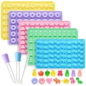 Silicone Gummy Molds Set of 5, Non-stick Candy Chocolate Molds with 2 Dropper... - Picture 1 of 7