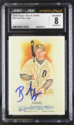 2010 Topps Allen & Ginter's #93 Brandon Inge CGC 8 JSA 10 Auto - Image 1 of 2