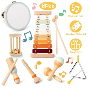 Kids Musical Instruments Baby Montessori Tambourine Xylophone Learning Toys - Picture 1 of 14