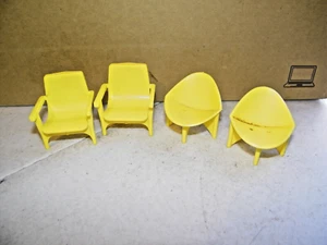 4 Yellow Contemporary modern chairs dollhouse miniature - Picture 1 of 2