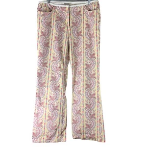 Pantalones Elevenses Talla 14 Rosa Amarillo Blanco Estampado Paisley Bootcut Elastizados Para Mujer - Imagen 1 de 4