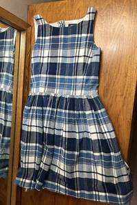 Polo Ralph Lauren Girls Dress Size 12 Blue Pleated Cotton Sateen Fit n Flare - Picture 1 of 7
