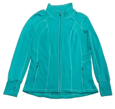 Chaqueta Tangerine Mujer Mediana Activa Verde Azulado Cuello Alto Agujeros para Pulgar Cremallera Entrenamiento Foto 1 de 4