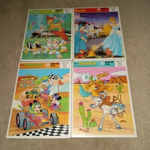 Vintage Golden Walt Disney Rahmen Tablett Puzzle Lot Mickey Mouse Donald Duck Bambi - Bild 1 von 6