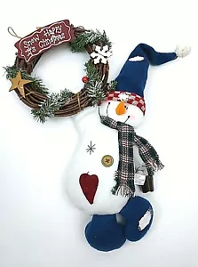 Corona colgante con decoración muñeco de nieve 14 pulgadas X 10 pulgadas vacaciones de Navidad - Imagen 1 de 5