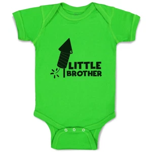 Baby Bodysuit Little Brother Sparkler Funny Cotton Boy & Girl Baby Clothes - Picture 1 of 21