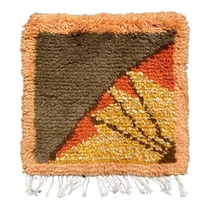 🧡 Vintage Retro Swedish Rya Rug 1960s70s 🧡 37 x 36 cm 14.5 x 14 in - Picture 1 of 11