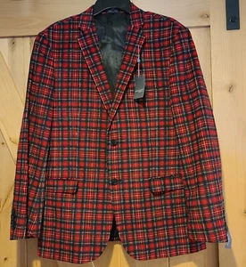 Neu! Madison Sakko Herren Gr. M 40/42 rot kariert Blazer Cord Weihnachten gefüttert - Bild 1 von 18