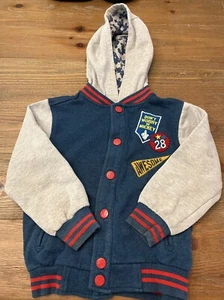 Vintage Disney Mickey Button Up Hoodie Embroidered Sweatshirt Blue & Grey - Picture 1 of 8