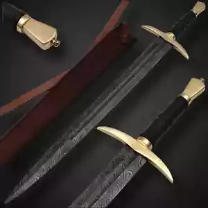 Hand Forged Damascus Steel viking Sword Sharp Battle-Ready Medieval sword gift - Picture 1 of 5