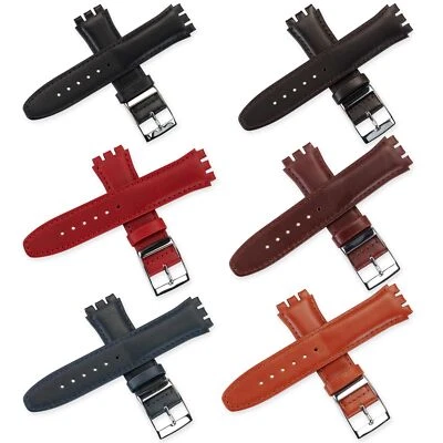 Cinturino di ricambio in pelle PREMIUM per orologio Swatch imbottito 19mm 17mm