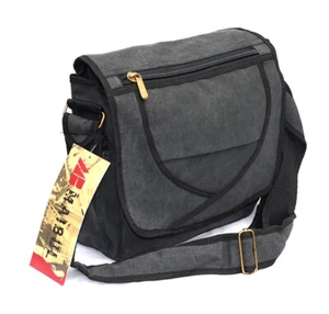 Men's Thick Small Black Canvas Shoulder Messenger Bag Crossbody Manbag New - Picture 1 of 4