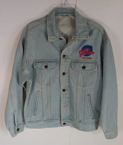 Vintage Planet Hollywood Jacket Mens Sz Small Jean Denim Coat 90s USA New York - Picture 1 of 10